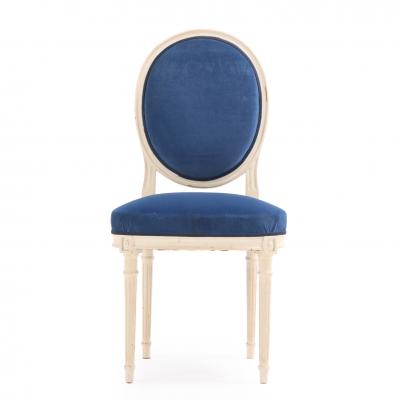 A set of Eight French Louis XVI style painted dining chairs C 1950