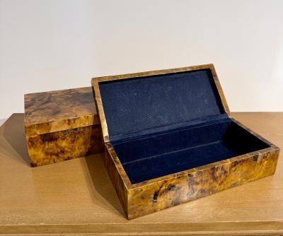 A set of Two Palma Boxes Crafted from brown Crackled Shell 