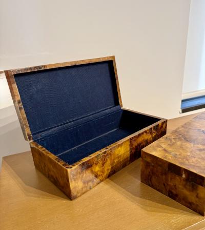 A set of Two Palma Boxes Crafted from brown Crackled Shell 