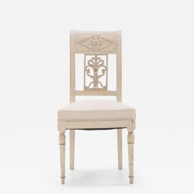 A set of six French Directoire style painted dining room chairs 19th C 