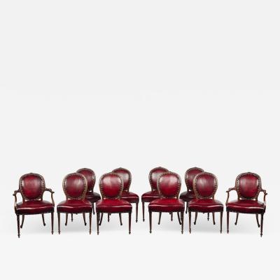 A set of ten Victorian mahogany dining chairs in the style of Hepplewhite