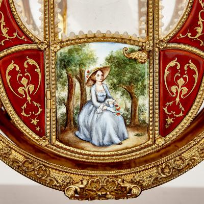 A silver gilt and enamel Austro Hungarian horse drawn carriage model
