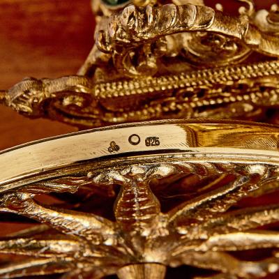 A silver gilt and enamel Austro Hungarian horse drawn carriage model