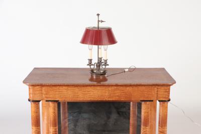 A silver plated bouillotte lamp with tole shade nineteenth century