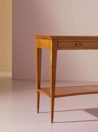 A small console table with drawers in ash wood Italian manufacture 1950s