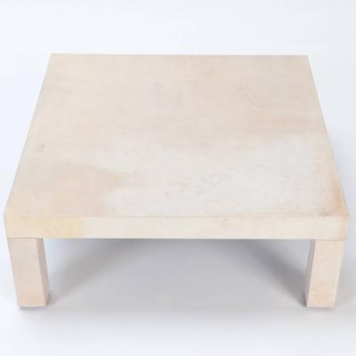 A square parchment end or coffee table contemporary