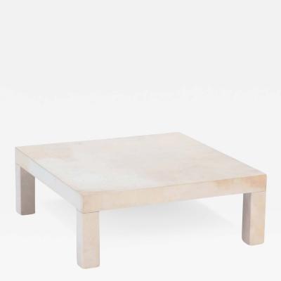 A square parchment end or coffee table contemporary