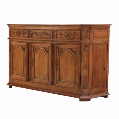 A substantial French or Belgian carved oak sideboard or buffet 18th C 