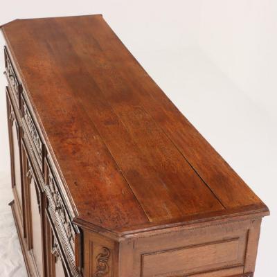 A substantial French or Belgian carved oak sideboard or buffet 18th C 