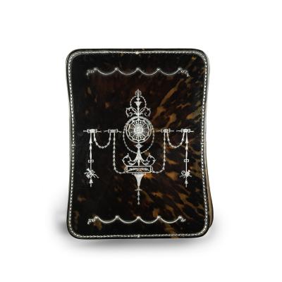 A superb late Victorian tortoiseshell and silver piqu desk blotter