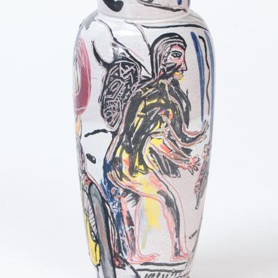 A tall ceramic vase by Anette Wandrer Germany c 2000 
