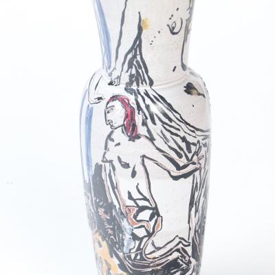 A tall ceramic vase by Anette Wandrer Germany c 2000 