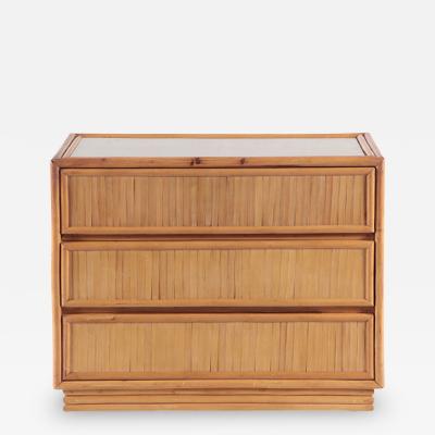 A three drawer rattan dresser from the Phillipines Circa 1970