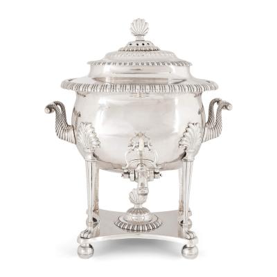 A twin handled English silver plated samovar