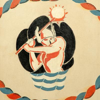 A unusual screen with United States Naval Insignia of Presidential interest