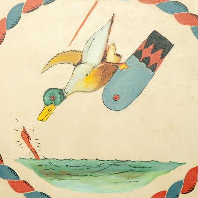 A unusual screen with United States Naval Insignia of Presidential interest