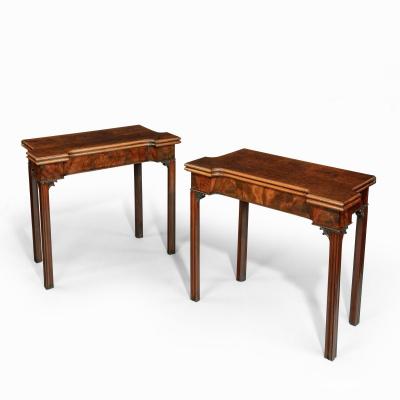 A very fine pair of George III mahogany concertina action card tables