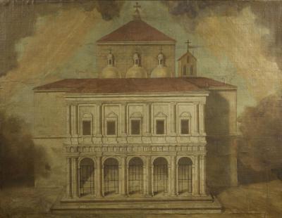 A very rare view of the fa ade of the Pontificio Santuario della Scala Santa