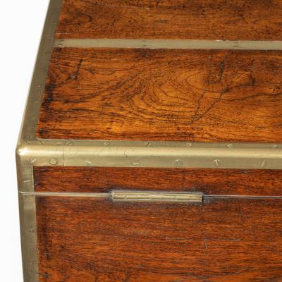 A very robust brassbound William IV Anglo Chinese padouk silver chest