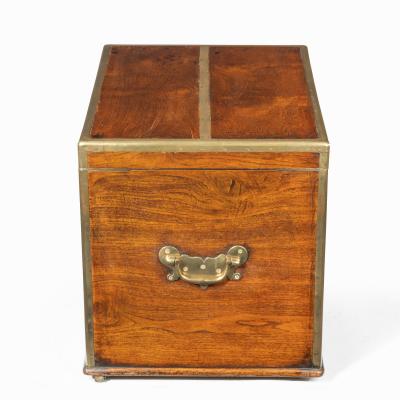A very robust brassbound William IV Anglo Chinese padouk silver chest