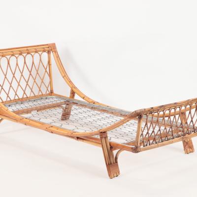 A vintage Italian rattan twin size bed frame circa 1960 