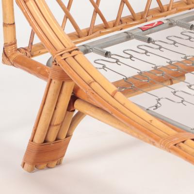 A vintage Italian rattan twin size bed frame circa 1960 