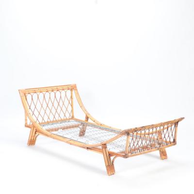 A vintage Italian rattan twin size bed frame circa 1960 