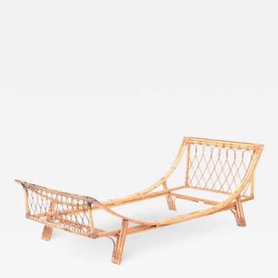 A vintage Italian rattan twin size bed frame circa 1960 