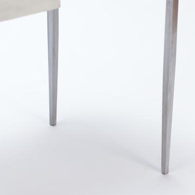 A white leather and polished iron writing desk Contemporary 