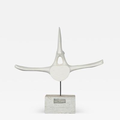 A white painted driftwood whale vertebra by Martin Scorey