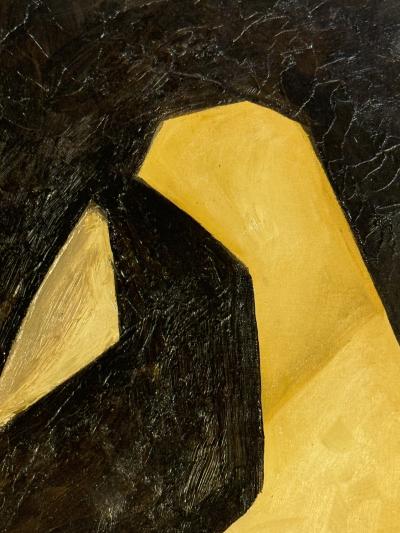 ABSTRACT MODERN PAINTING ON BOARD SIGNED WALTERS