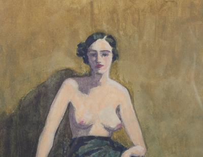 ADAM SHERRIFF SCOTT WATERCOLOR OF A SEMI NUDE WOMAN BY ADAM SHERRIFF SCOTT