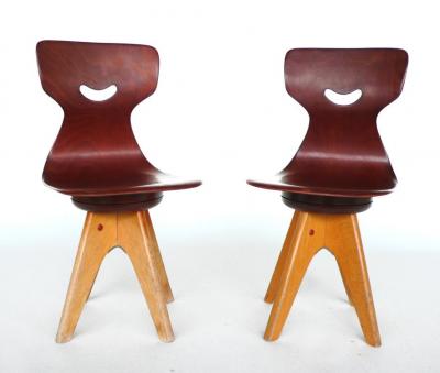ADAM Stegner Pair of Modernist Bentwood Adam Stegner Childrens Chairs Pagho 1960s