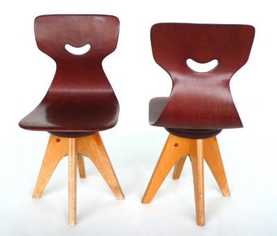 ADAM Stegner Pair of Modernist Bentwood Adam Stegner Childrens Chairs Pagho 1960s