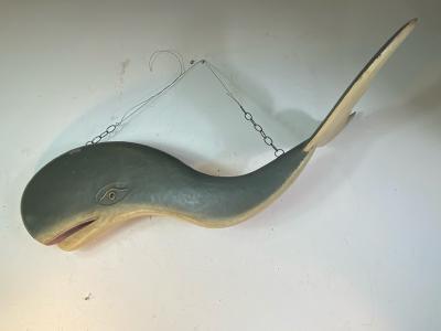 ADORABLE 1940s ENAMELED METAL THREE DIMENSIONAL WHALE