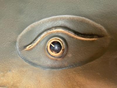 ADORABLE 1940s ENAMELED METAL THREE DIMENSIONAL WHALE