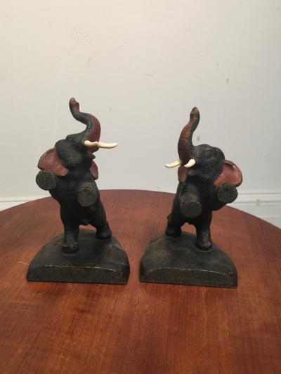 ADORABLE PAIR OF VIENNA BRONZE ELEPHANT BOOKENDS