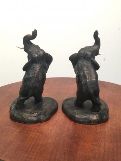 ADORABLE PAIR OF VIENNA BRONZE ELEPHANT BOOKENDS