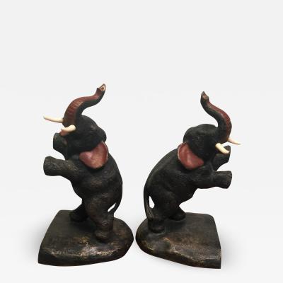 ADORABLE PAIR OF VIENNA BRONZE ELEPHANT BOOKENDS