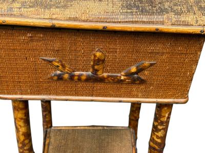 AESTHETIC MOVEMENT BAMBOO WICKER FITTED SEWING STANDS