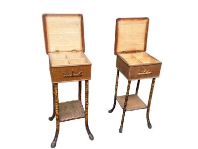 AESTHETIC MOVEMENT BAMBOO WICKER FITTED SEWING STANDS