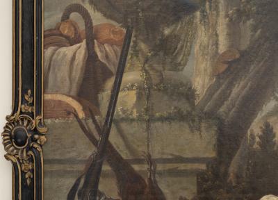 AFTER THE HUNT A POINTER A LURCHER AND A BAG OF GAME