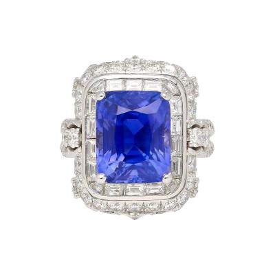 AGL Certified 10 10 Carat No Heat Ceylon Cornflower Blue Sapphire Diamond Ring