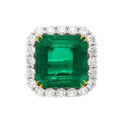 AGL Certified 16 46 Carat Minor Oil Vivid Colombian Emerald and Diamond