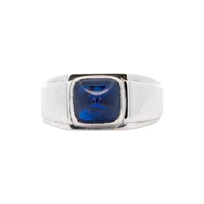 AGL Certified 3 5 Carat No Heat Blue Sapphire Platinum Mens Ring