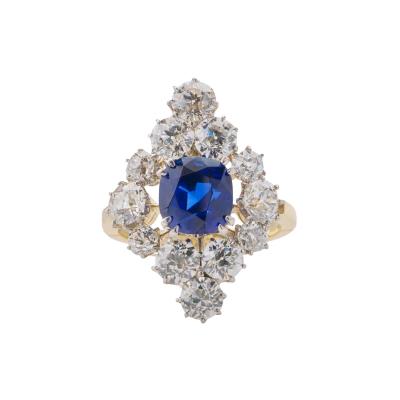 AGL Classic Ceylon No Heat Sapphire and Diamond Ring