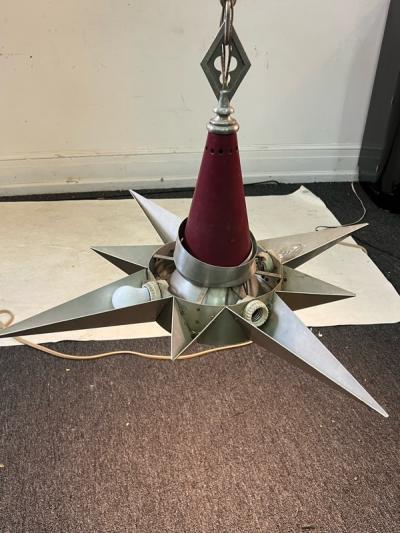 ALUMINUM ART DECO STAR CHANDELIER