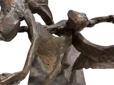 AMAZING BRUTALIST HEAVY WINGED ANGEL SATAN FEMALE NUDE BRONZE SIGNED L GOODMAN