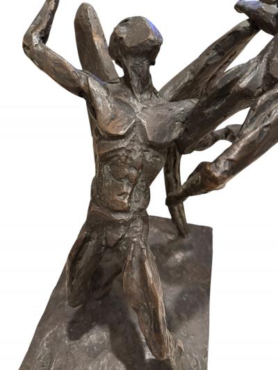 AMAZING BRUTALIST HEAVY WINGED ANGEL SATAN FEMALE NUDE BRONZE SIGNED L GOODMAN