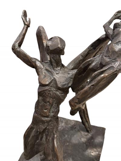 AMAZING BRUTALIST HEAVY WINGED ANGEL SATAN FEMALE NUDE BRONZE SIGNED L GOODMAN